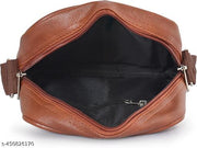 Zipper Fashion Link Leather Men's Sling Bag, Tan color