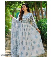 anarakali kurti dupatta blue