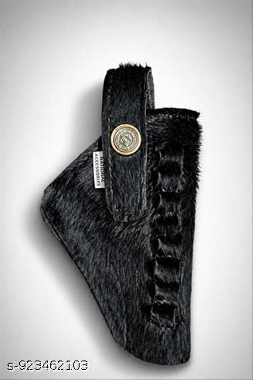Premium Hair-On Leather 32 Bore Revolver Holster Cover with Secure Button Strap