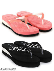 Two Soft Combo Pack Of 2 Women Casual Slipper Stylish Fancy Lightweight Extra Soft & Comfortable Regular Wear  For ladies & Girls