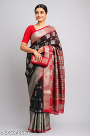 Cotton Silk Saree Black with Jari Weaving