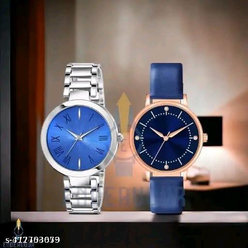 Premium Quality Solid Metal Dial Attractive Metal Chain Belt Analog Watches Combo for Women And Girls