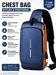 PREMIUM ANTI THEFT USB CHARGING SLING BAG FOR MEN