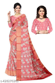 Daily wear cotton printed saree with blouse