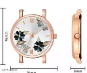 Black Ribbin Belt | Flower  Dial | Girl’s Watch_Combo
