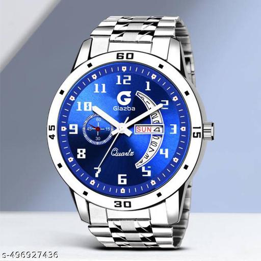 Day & Date Function Watch With Stainless Steel Chain Analog Watch - For Men