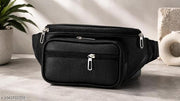Stylish Black Waist Bag for Men & Women | Multi-Pocket Travel Belt Bag | Adjustable Crossbody Chest Bag