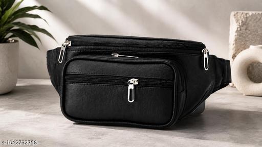 Stylish Black Waist Bag for Men & Women | Multi-Pocket Travel Belt Bag | Adjustable Crossbody Chest Bag