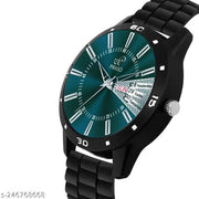 ANALOG DAY&DATE WORKING DISPLAY TURQUOISE DIAL&BLACK STRAP WATCH FOR MEN&BOYS