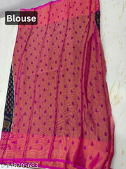 Fancy CHIFFON BRASSO Blue Color WOMEN SAREE With Contrast Matching unstitched blouse