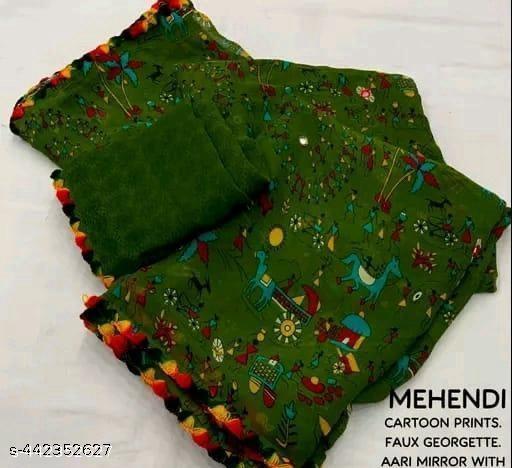Georgette Printed Saree (With Lace)