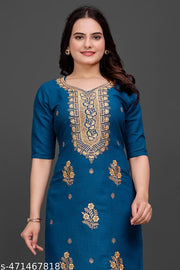 Explore our Women and Girl's Embroidered Cotton Straight A-Line Kurti collection, perfect for party wear, wedding wear, and formal wear Plus Size -S,M,L,XL,XXL,2XL ( New Arrival New Design Fashionable Kurti A-Line kurti  )