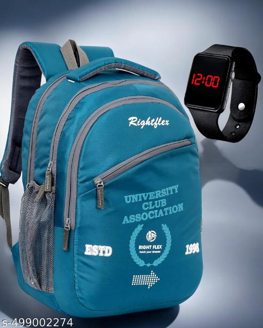 Stylish 35L Waterproof Laptop Backpack for Men & Women - Office, School, college, with free LED watch 001