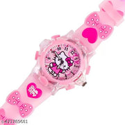 Analog Dial Cartoon 3D Printed Strap & Glowing Light Transparent Watch for Kids (Age:3-10 Years) NEW DESIGN