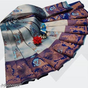 Premium Kanjeevaram Silk Saree for Women with Big Zari Border Woven Wedding Party Wear Saree with Blouse Piece