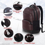 32 L Laptop Backpack Men Women’s Boys & Girls Fashion PU Leather Casual Backpack Bags for School, College, Tuition, Office Bag