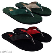 Pack of 2-Multicolor Solid Thong Flip-flops For Men - Pack of 2