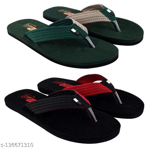 Pack of 2-Multicolor Solid Thong Flip-flops For Men - Pack of 2