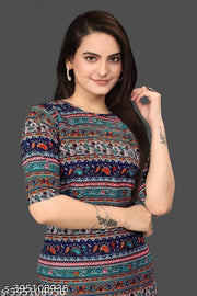Women Crepe Fabric Printed Straight Kurti, Size -S, M, L, XL, XXL, 2XL, XXXL, 3XL, 4XL, 5XL,6XL,7XL,8XL,9XL,10XL ( New Arrival New Design Fashionable Kurti )