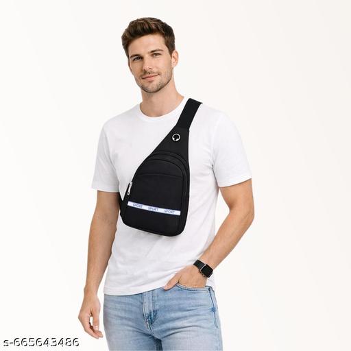 Sling bag Crossbody travel bag Stylish Shoulder Bag Boy chest bag Backpacks Lightweight One Strap Sling Bag for Men & Women (Black - 30 x 21 x 7 Cm)