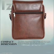 Faux Leather Small Sling Bag (Brown)