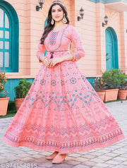 Jaipuri riyon long embroidery anarkali