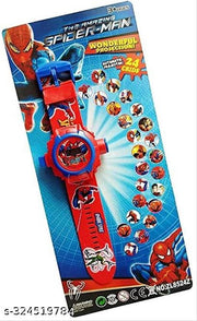 Favourite Spiderman 24 Character Projector Kid's Band Watch (Red) Digital Watch - For Boys