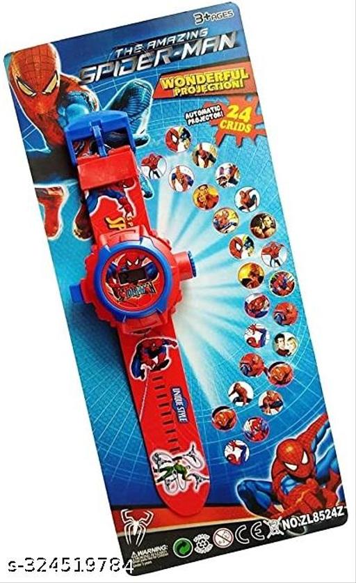 Favourite Spiderman 24 Character Projector Kid's Band Watch (Red) Digital Watch - For Boys