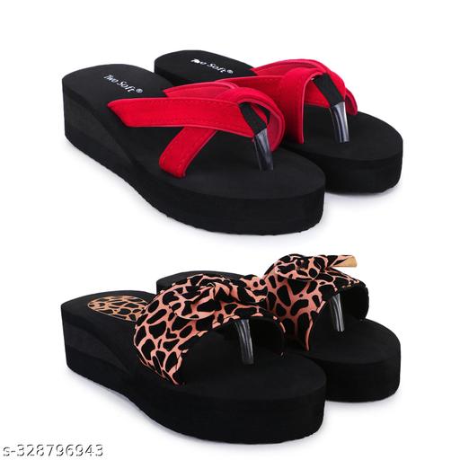 Two Soft Super Soft Quality Light Weight, Stylish & Comfortable Slippers / Flipflop for Women & Girls Combo of 2