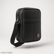Men's Black Sling Bag Compact Crossbdy Bag with Adjustable Strap Daily Use Travel Sling