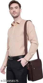 Fancy Craft Men & Women Brown Sling Bag - Extra Large