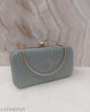 FANCY PARTYWEAR BOX CLUTCH WITH HANDLE SHIMMER SHINING BRIDAL CLUTCH