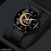 ISLAMIC AYATULKURSI Design Round Black Dial Latest Fashion Black Rubber Strap Stylish Wrist Watch for Men and Boys, Pack of 1