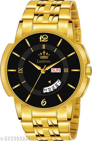 LIMESTONE Day & Date Functioning Original Gold Plated Adjustable Bracelet HMTS Quartz Analog Watch - For Men LS3065