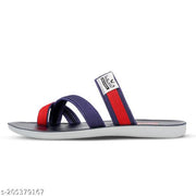 WALKAROO Men Daily Wear Comfort Slip-On Sandals with Cushion Sole |gents slippers| daily wear slippers for men| slippers For men|outdoor chappals| lightweight chappals| flat slippers for men| slip on chappals| Walkaroo men footwear-GG8210 Blue Red