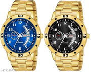 Day n Date Men Stylish Analog Latest Watches Combo - Set of 2 - GOLD-4-AND-GOLD-1