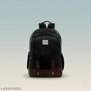 Stylish Black Faux Leather Backpack for Men Women Office College Travel Daily Use Bag