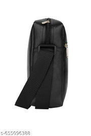 Zerrish Men’s Black PU Leather Sling Bag | Stylish Crossbody Shoulder Bag for Travel, Office & Daily Use | Adjustable Strap, Lightweight & Durable