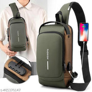 LATIQ MART Crossbody Sling Bag For Men Women, Anti-Theft Fashion Chest Bag with USB Charging Port, Messenger Bags, Waterproof Casual Shoulder Bag