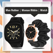 Black Miller | Black Ribbin Analog | Man & Woman | Couple Watch