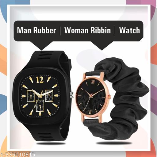 Black Miller | Black Ribbin Analog | Man & Woman | Couple Watch