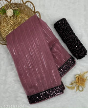 Elegant Sequin Net Saree with Matching Blouse