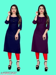 Polyster/Crepe fabric-Ethinic Casual Fabric Kurti For Women In Low Price (Combo of 2)