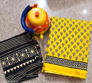 Premium quality soft zari cotton mulmul vanaspati Ajrakh printed saree 6.5 mtrs with zari cotton blouse piece
