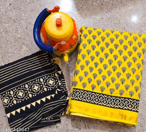 Premium quality soft zari cotton mulmul vanaspati Ajrakh printed saree 6.5 mtrs with zari cotton blouse piece
