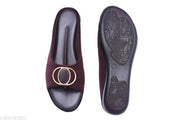 New SHAMAMA Flat Sandals Brown Slipper for Women , Women's Fashion Sandal Leather, Comfortable & Stylish Wedges for Casual & Formal Occasions, Comfortable Lycra Slippers For Women, Flats for Women Stylish Latest Girls Sandals