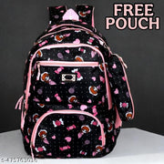 35L Printed Stylish & Trendy Water Resistant High Storage School Collage Travel Backpack Bag With Pouch Set for Girls & Women, 18 Inch
