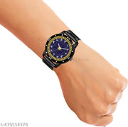 Welix Analog ISLAMIC Design Multicolour Dial Stylish Black Silicone Strap Wrist Watch for Muslim Men and Boys, Pack of 1 - IW007-ARB-AVO-BLK-CDBLK