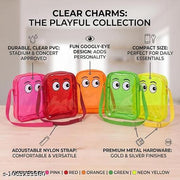 SPOCCO | Cartoon Eyes Transparent jelly Sling Bags for Kids Girls Boys | Cute Cartoon Eyes Clear Crossbody Bag | Birthday Return Gift Party Favor | Waterproof PVC | Assorted Colors