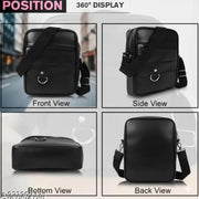 Premium Black Synthetic Leather Crossbody Side Bag for Men
